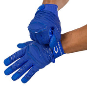 Cutters Sports Gamer 5.0 Padded Royal Blue Receiver Football Gloves - Youth Football Player Tightening Straps for Better Fit