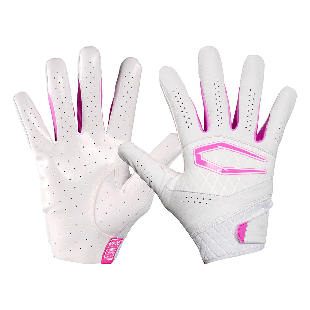 Rev X Receiver White/Pink Football Gloves Cutters Sports