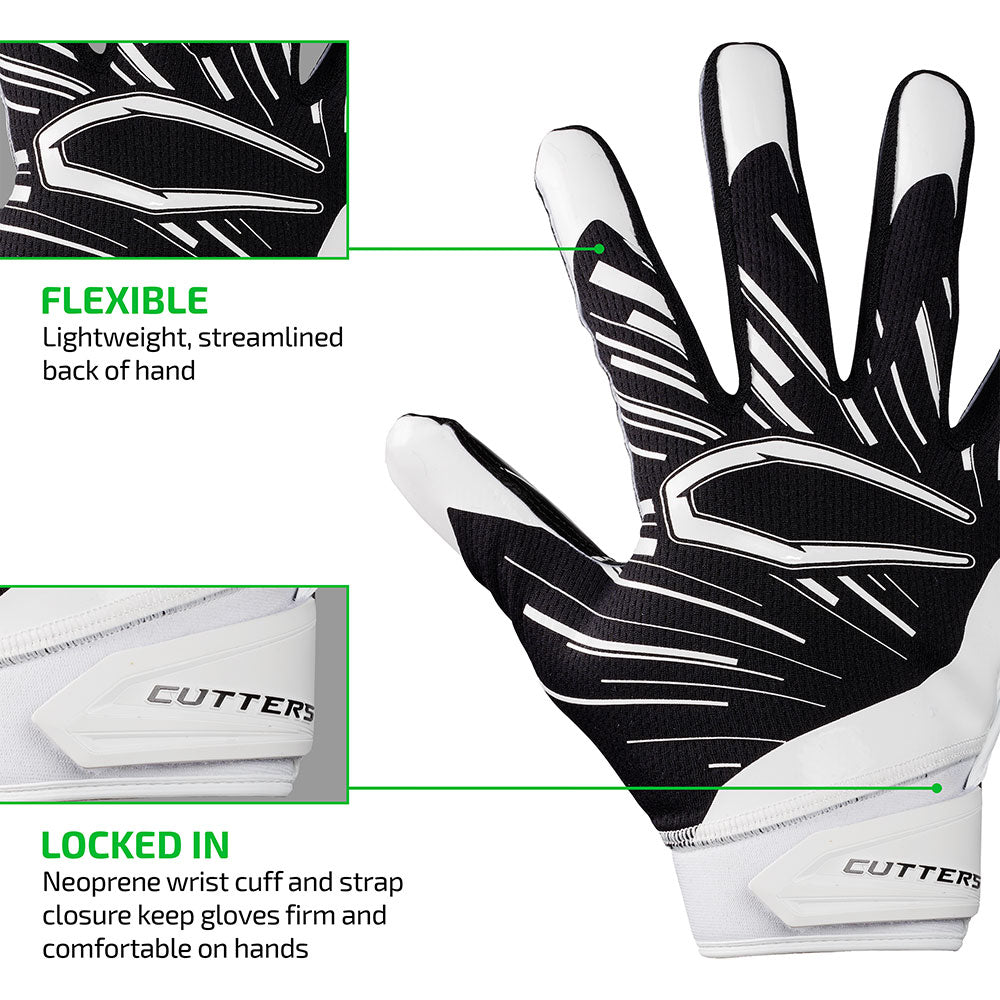 FLEXIBLE - Lightweight, streamlined back of hand;
LOCKED IN - Neoprene wrist cuff and strap closure keep gloves firm and comfortable on hands