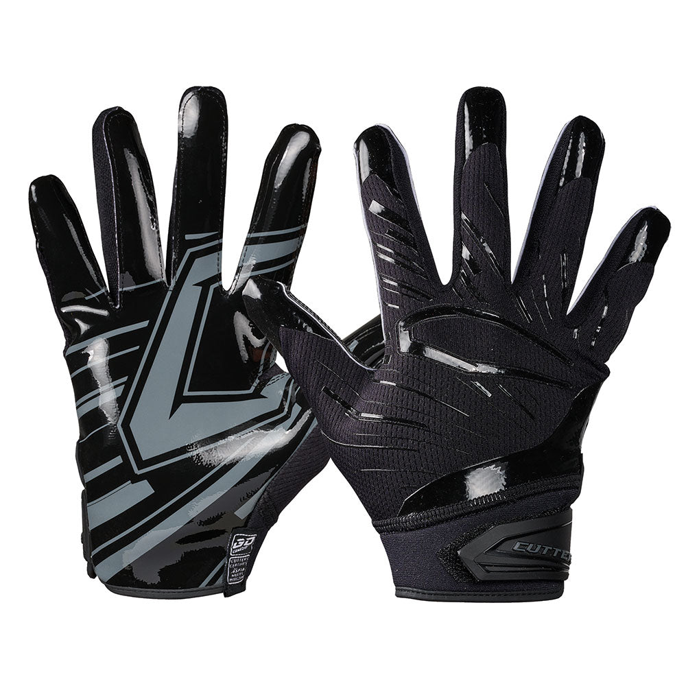 Cutters Youth Game Day Pro Receiver Gloves, Solid Black / S
