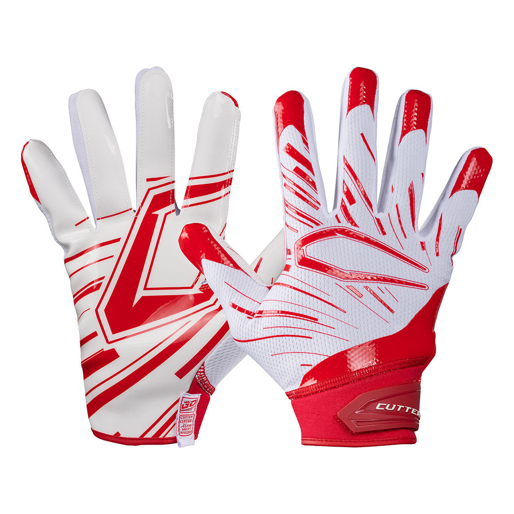 Cutters Youth Game Day Pro Receiver Gloves, White/Red / M