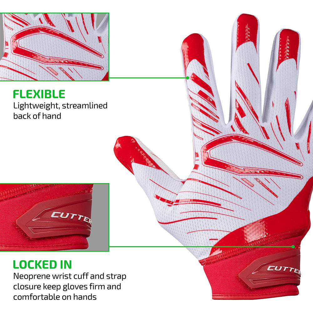 FLEXIBLE - Lightweight, streamlined back of hand;
LOCKED IN - Neoprene wrist cuff and strap closure keep gloves firm and comfortable on hands