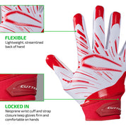 FLEXIBLE - Lightweight, streamlined back of hand;
LOCKED IN - Neoprene wrist cuff and strap closure keep gloves firm and comfortable on hands