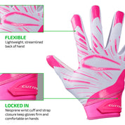 FLEXIBLE - Lightweight, streamlined back of hand;
LOCKED IN - Neoprene wrist cuff and strap closure keep gloves firm and comfortable on hands