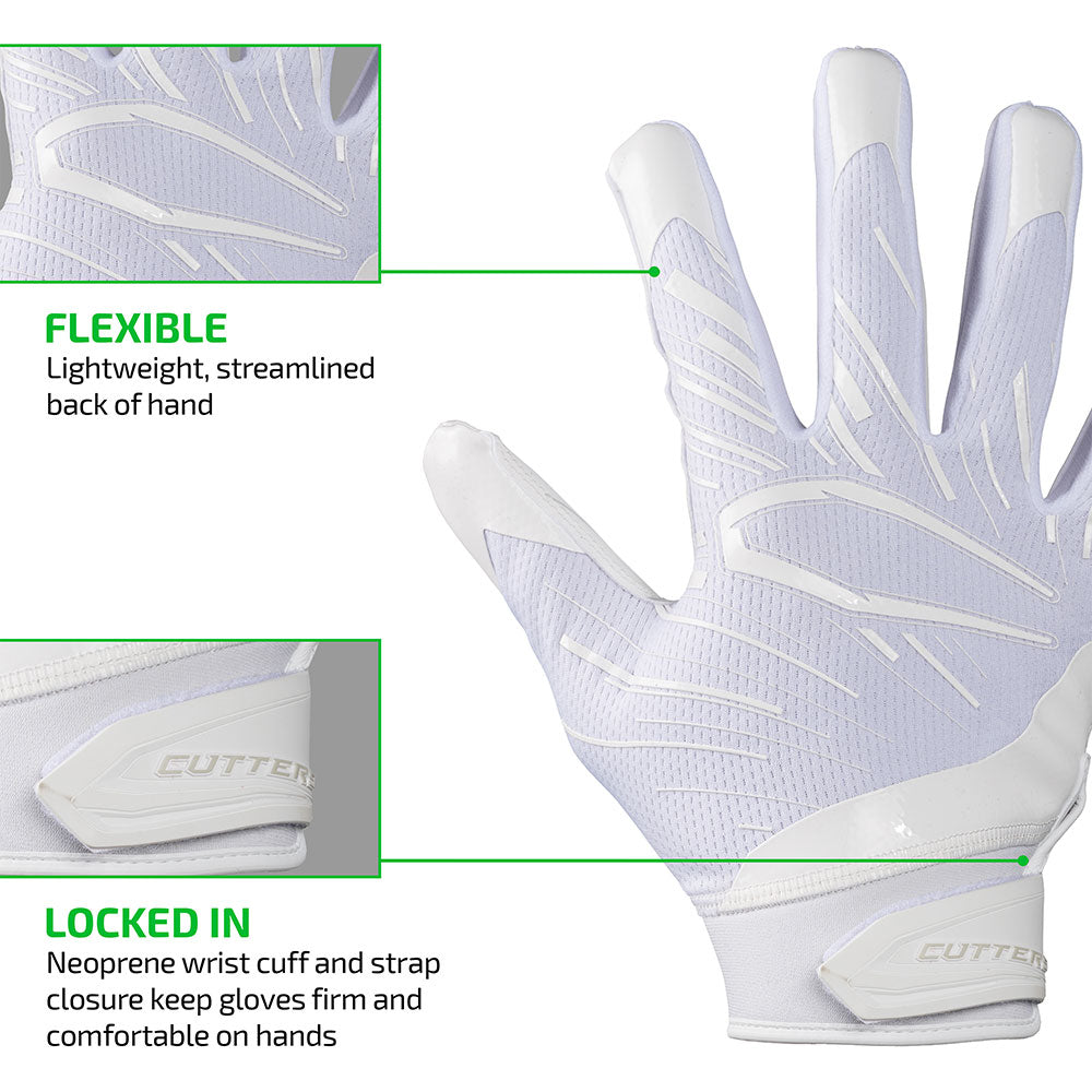 FLEXIBLE - Lightweight, streamlined back of hand;
LOCKED IN - Neoprene wrist cuff and strap closure keep gloves firm and comfortable on hands