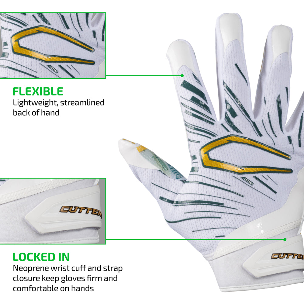 FLEXIBLE - Lightweight, streamlined back of hand;
LOCKED IN - Neoprene wrist cuff and strap closure keep gloves firm and comfortable on hands