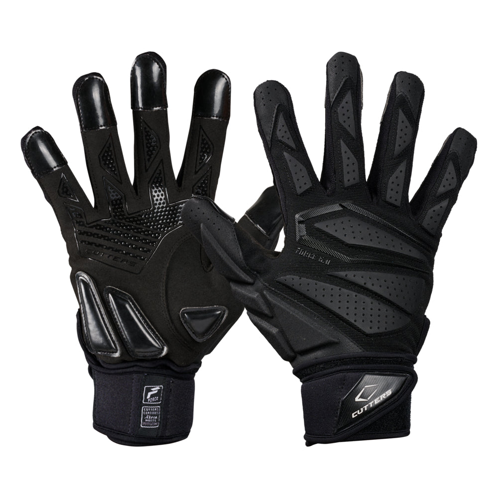 Force Lineman Black Football Gloves Cutters Sports