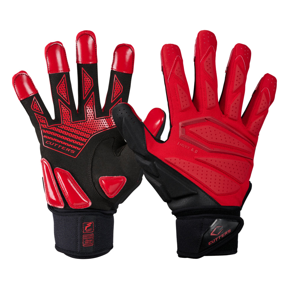 Force 6.0 Lineman Red Football Gloves | Cutters Sports