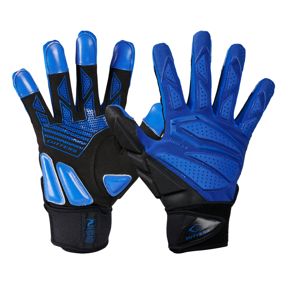 Force Lineman Blue Football Gloves Cutters Sports