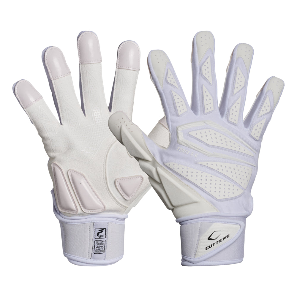Force Lineman White Football Gloves Cutters Sports