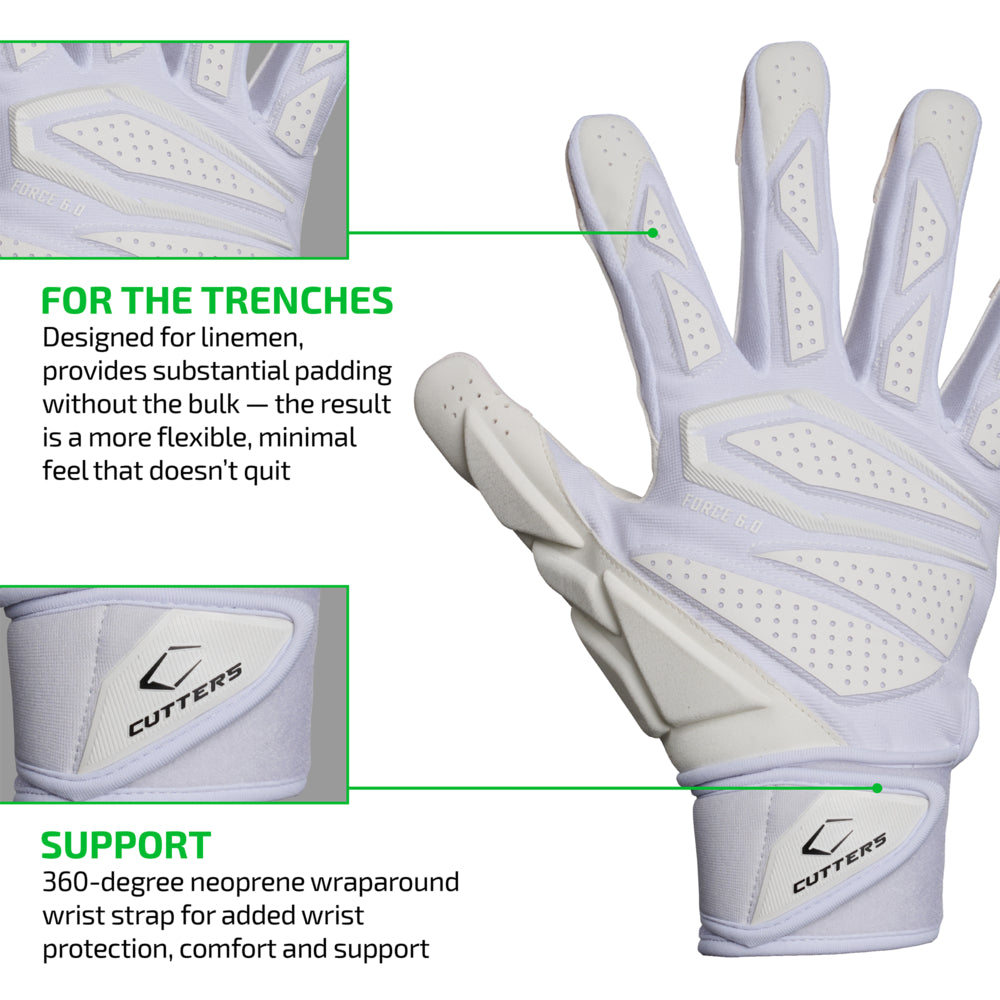 FOR THE TRENCHES - Designed for linemen, provides substantial padding without the bulk — the result is a more flexible, minimal feel that doesn't quit;
SUPPORT - 360-degree neoprene wraparound wrist strap for added wrist protection, comfort and support
