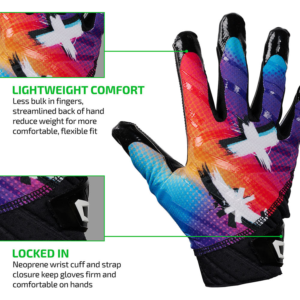 LIGHTWEIGHT COMFORT - Less bulk in fingers, streamlined back of hand reduce weight for more comfortable, flexible fit;
LOCKED IN - Neoprene wrist cuff and strap closure keep gloves firm and comfortable on hands