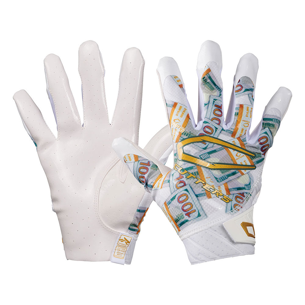Rev Pro 6.0 White Money Bands LE Football Receiver Gloves