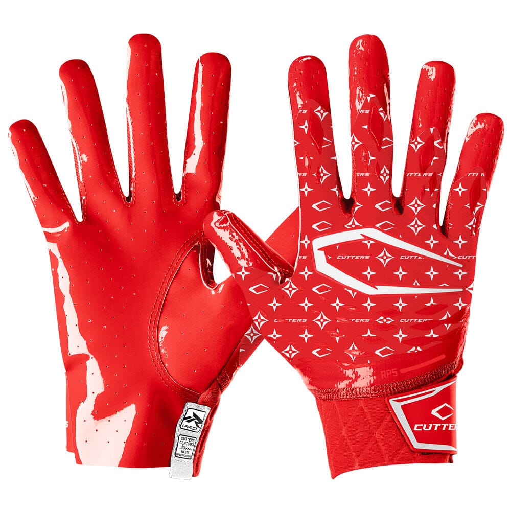 Lineman Gloves Cool Wide Receiver Gloves Red/White Lux Rev Pro