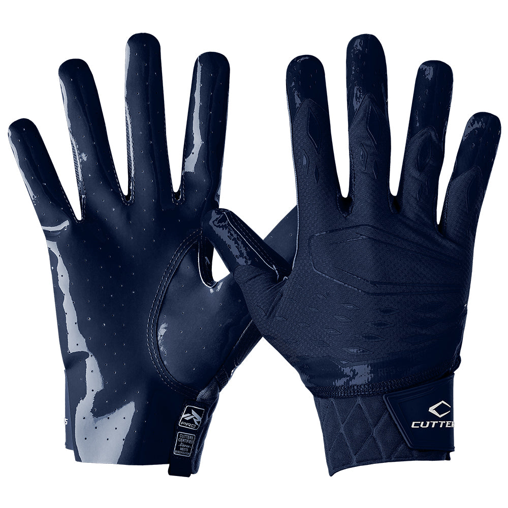 Rev Pro Football Navy Receiver Gloves Cutters Sports