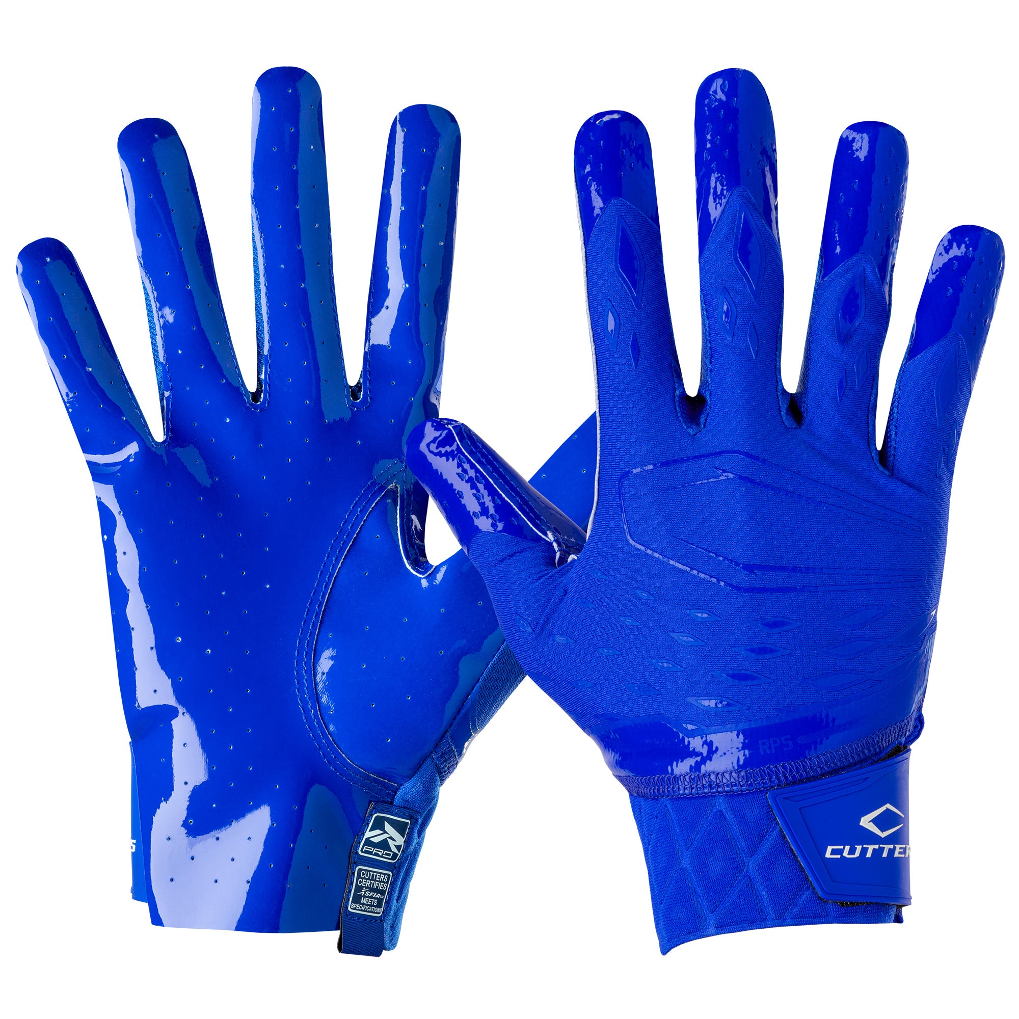 Rev Pro Football Royal Blue Receiver Gloves Cutters Sports