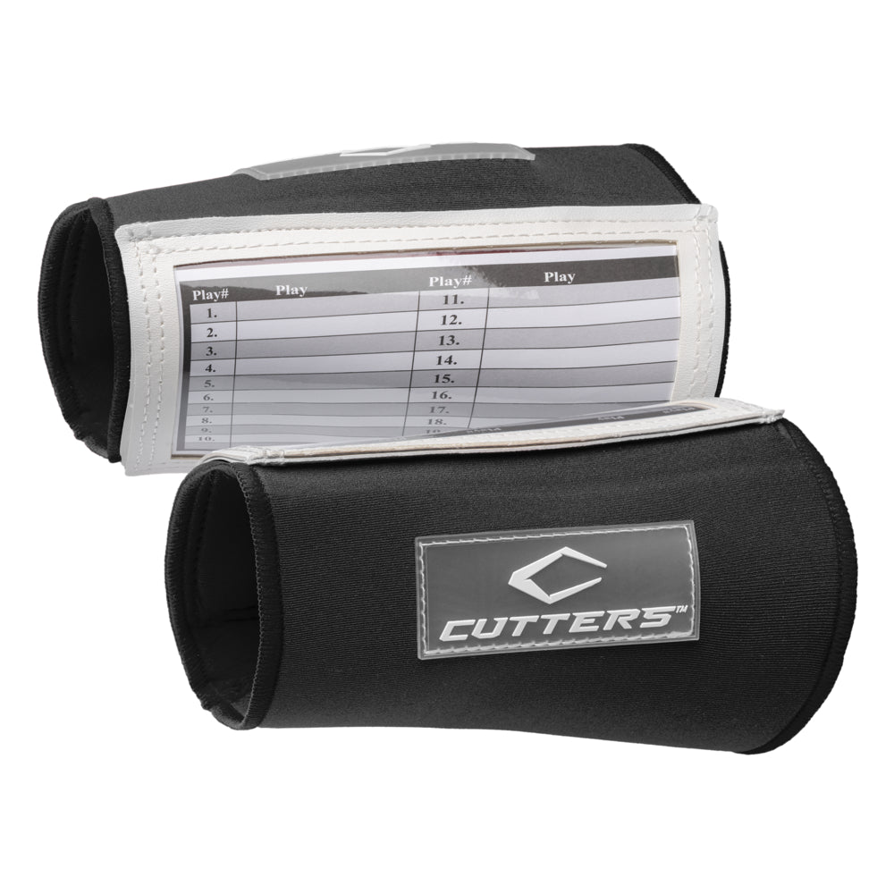 Cutters Triple Play Wristcoach with three clear windows displaying a play call sheet