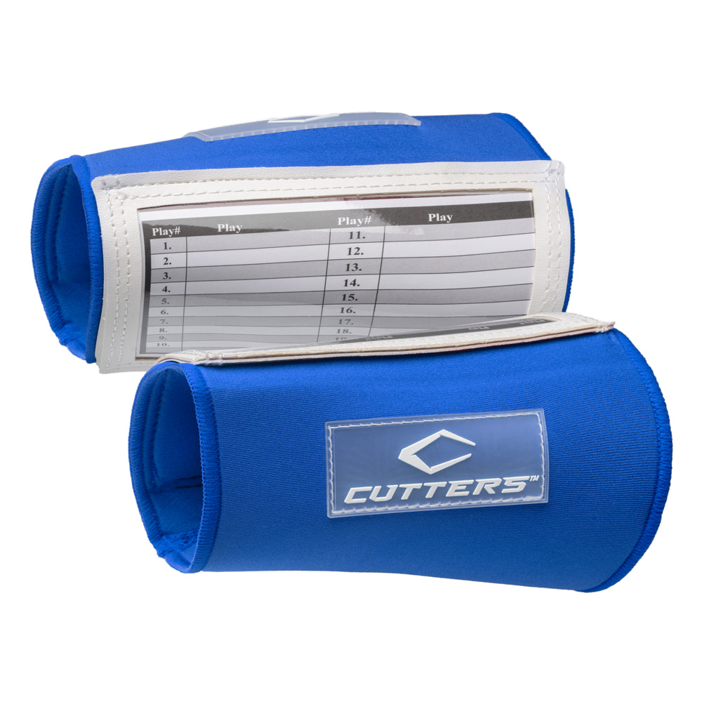 Cutters Triple Play Wristcoach with three clear windows displaying a play call sheet