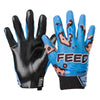 Cutters Sports Feed Me Rev Pro 5.0 Limited-Edition Receiver Football Gloves - Blue - Front and Back of Glove