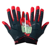 Cutters Sports Money Mouth Rev 5.0 Limited-Edition Youth Receiver Gloves - Black/Red - Back of Hand