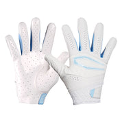 Cutters Rev X Elite Receiver Gloves - White/Columbia Blue - Front & Back for Glove