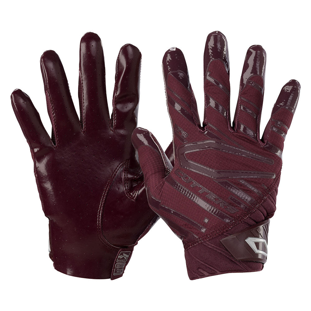 Rev Pro 5.0 Football Maroon Receiver Gloves Cutters Sports