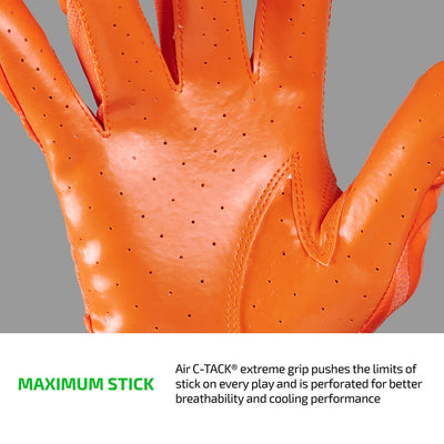 Rev Pro 6.0 (Orange) Tech Features 1) MAXIMUM STICK: Air C-TACK® extreme grip pushes the limits of stick on every play and is perforated for better breathability and cooling performance.