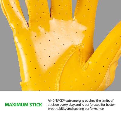 Rev Pro 6.0 (Yellow Gold) Tech Features 1) MAXIMUM STICK: Air C-TACK® extreme grip pushes the limits of stick on every play and is perforated for better breathability and cooling performance.