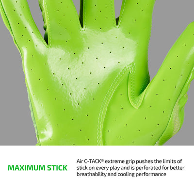 Rev Pro 6.0 (Shock Green) Tech Features 1) MAXIMUM STICK: Air C-TACK® extreme grip pushes the limits of stick on every play and is perforated for better breathability and cooling performance.