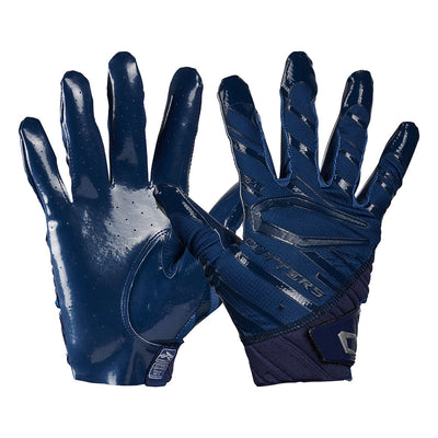 Cutters Sports Rev Pro 6.0 Solid Receiver Football Gloves - Navy Blue - Front and Back of Glove