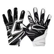 Cutters Sports Game Day Pro Black Receiver Football Gloves - Ideal For 7v7, Youth, High School, and Collegiate Play - Front and Back of Glove