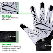 FLEXIBLE - Lightweight, streamlined back of hand;

LOCKED IN - Neoprene wrist cuff and strap closure keep gloves firm and comfortable on hands