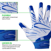 FLEXIBLE - Lightweight, streamlined back of hand;

LOCKED IN - Neoprene wrist cuff and strap closure keep gloves firm and comfortable on hands