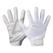 Cutters Sports Game Day Pro Solid White Receiver Football Gloves - Ideal For 7v7, Youth, High School, and Collegiate Play - Front and Back of Glove