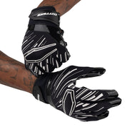 Cutters Sports Game Day Pro LE Receiver Football Gloves - Black/White Lux - Football Player Tightening Straps for Better Fit