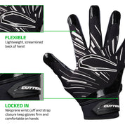 FLEXIBLE - Lightweight, streamlined back of hand;

LOCKED IN - Neoprene wrist cuff and strap closure keep gloves firm and comfortable on hands