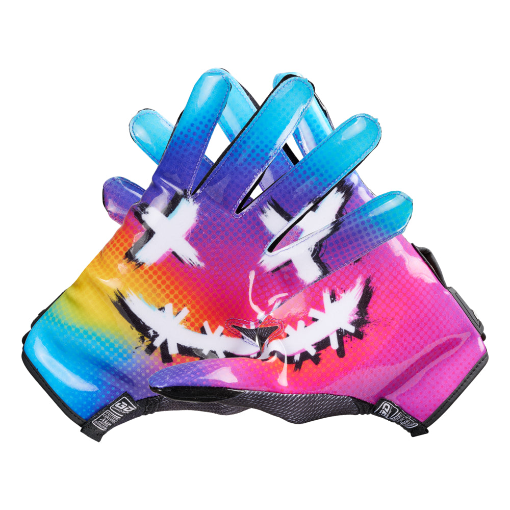 Cutters Sports Game Day Pro LE Receiver Football Gloves - Multi Color Face - Back of Gloves