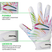 FLEXIBLE - Lightweight, streamlined back of hand;

LOCKED IN - Neoprene wrist cuff and strap closure keep gloves firm and comfortable on hands