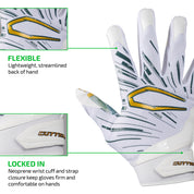 FLEXIBLE - Lightweight, streamlined back of hand;

LOCKED IN - Neoprene wrist cuff and strap closure keep gloves firm and comfortable on hands