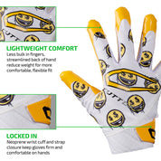 LIGHTWEIGHT COMFORT - Less bulk in fingers, streamlined back of hand reduce weight for more comfortable, flexible fit;

LOCKED IN - Neoprene wrist cuff and strap closure keep gloves firm and comfortable on hands
