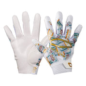 Cutters Sports Rev Pro 6.0 LE -  Receiver Football Gloves - White Money Bands - Front and Back of Glove