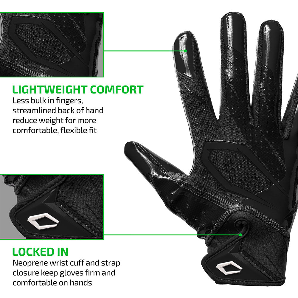 Black Cutters Rev Pro 7.0 glove highlighting lightweight streamlined fit and neoprene wrist strap closure