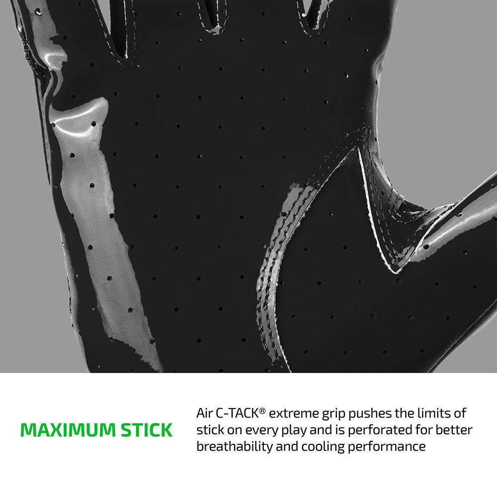 Close-up of Black Cutters Rev Pro 7.0 perforated Air C-TACK grip palm for maximum stick and breathability
