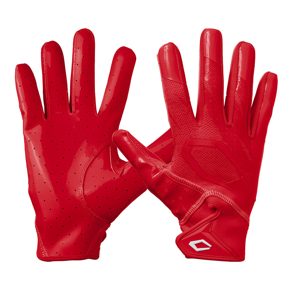 Cutters Rev Pro 7.0 Solid Receiver Gloves in Red, shown from the back and palm