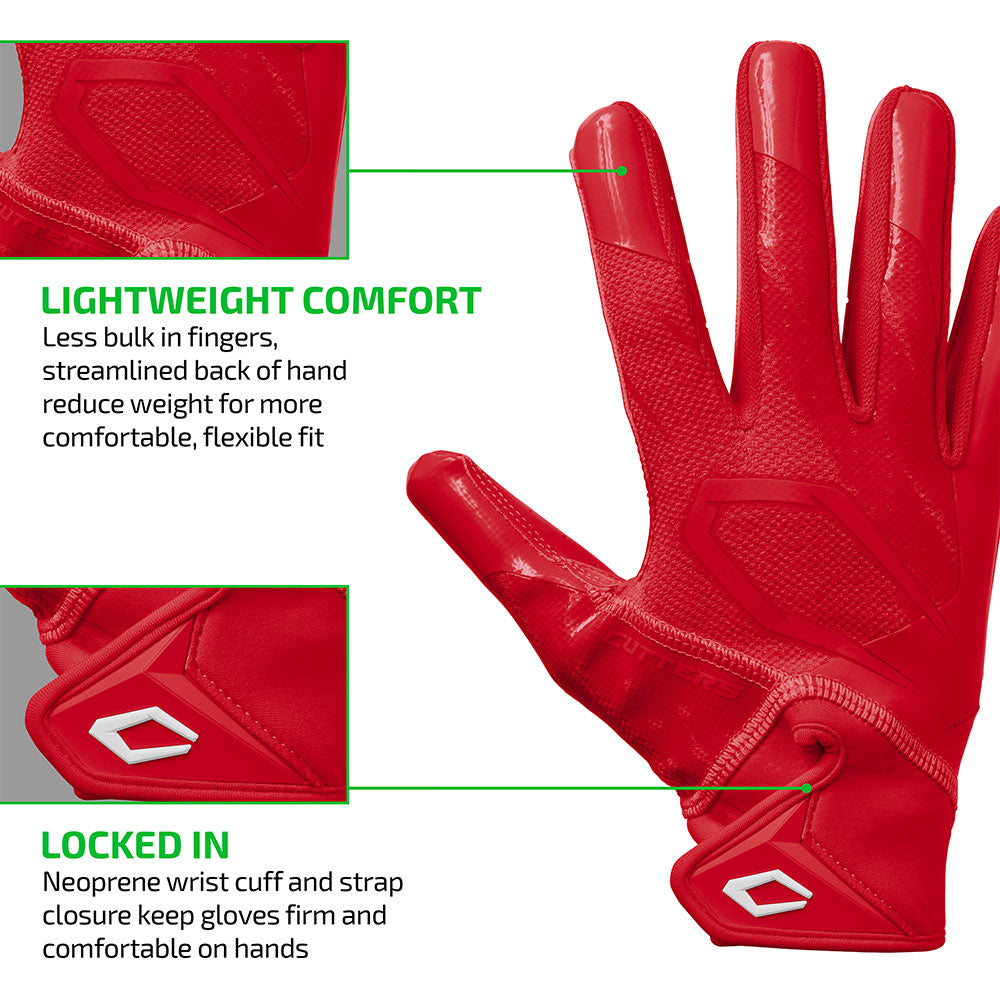 Red Cutters Rev Pro 7.0 glove highlighting lightweight streamlined fit and neoprene wrist strap closure