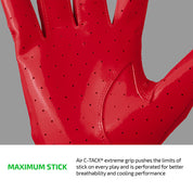 Close-up of Red Cutters Rev Pro 7.0 perforated Air C-TACK grip palm for maximum stick and breathability