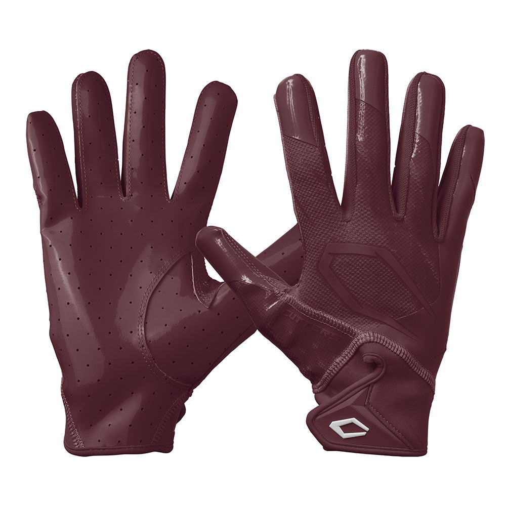 Cutters Rev Pro 7.0 Solid Receiver Gloves in Maroon, shown from the back and palm