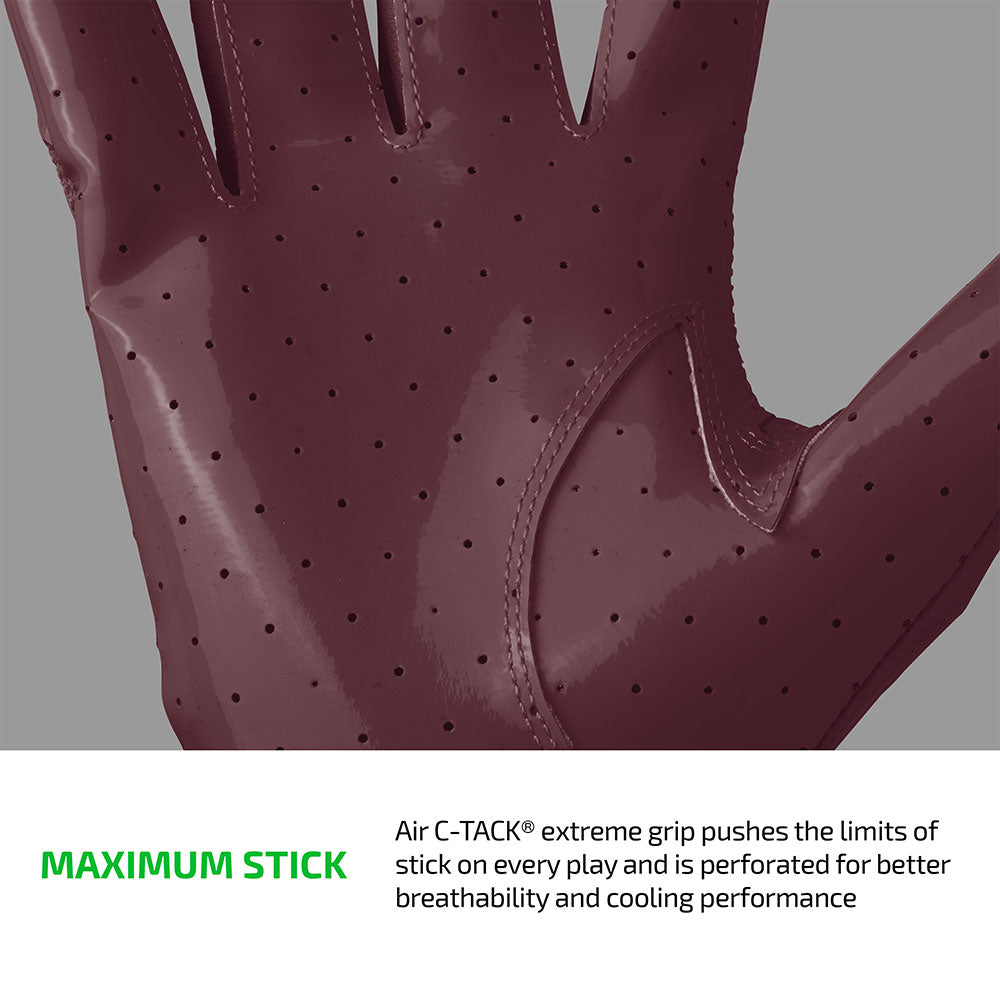 Close-up of Maroon Cutters Rev Pro 7.0 perforated Air C-TACK grip palm for maximum stick and breathability