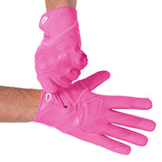 Player wearing Pink Cutters Rev Pro 7.0 football receiver gloves, hands crossed at the wrists