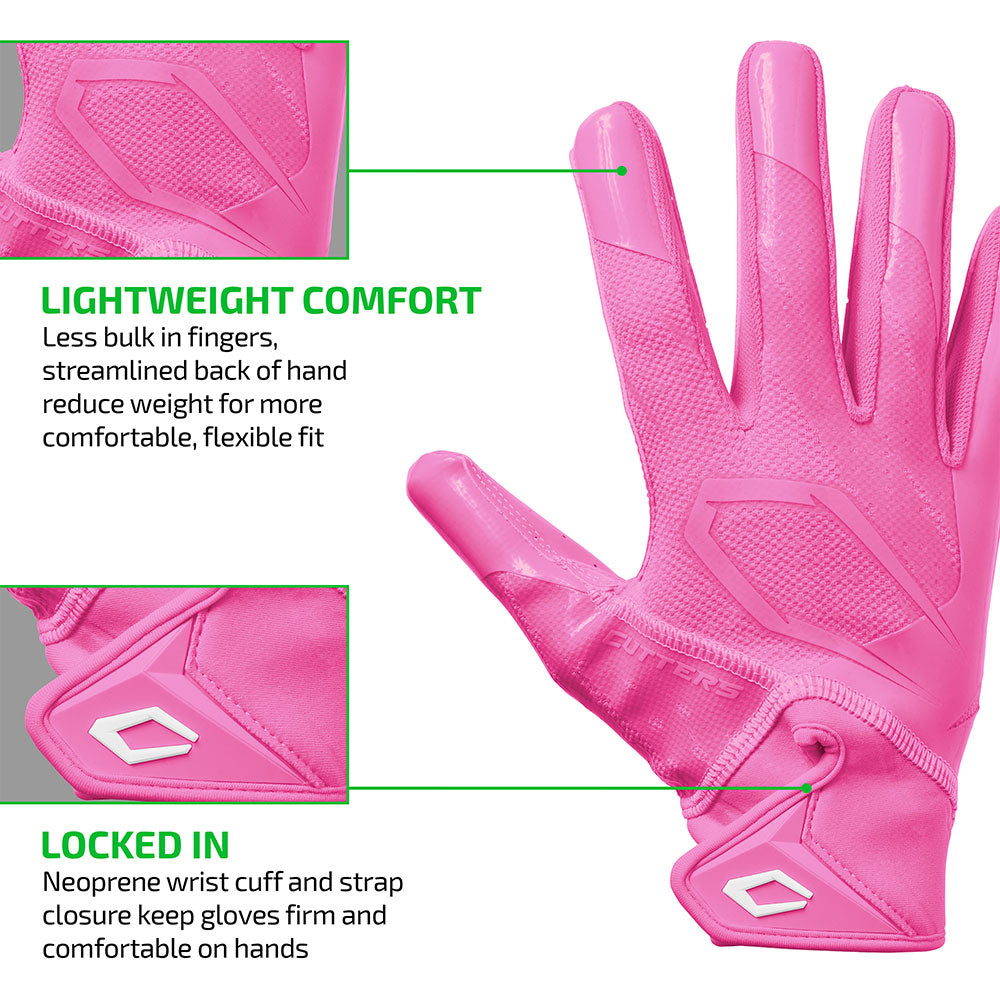 Pink Cutters Rev Pro 7.0 glove highlighting lightweight streamlined fit and neoprene wrist strap closure